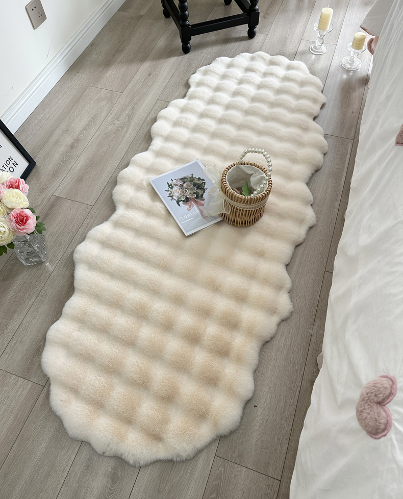 Imitation Rabbit Fur Bedroom Bedside Carpet Girl's Bedside Bubble Plush Floor Mat Bay Window Mat Living Room Coffee Table Sofa Cushion