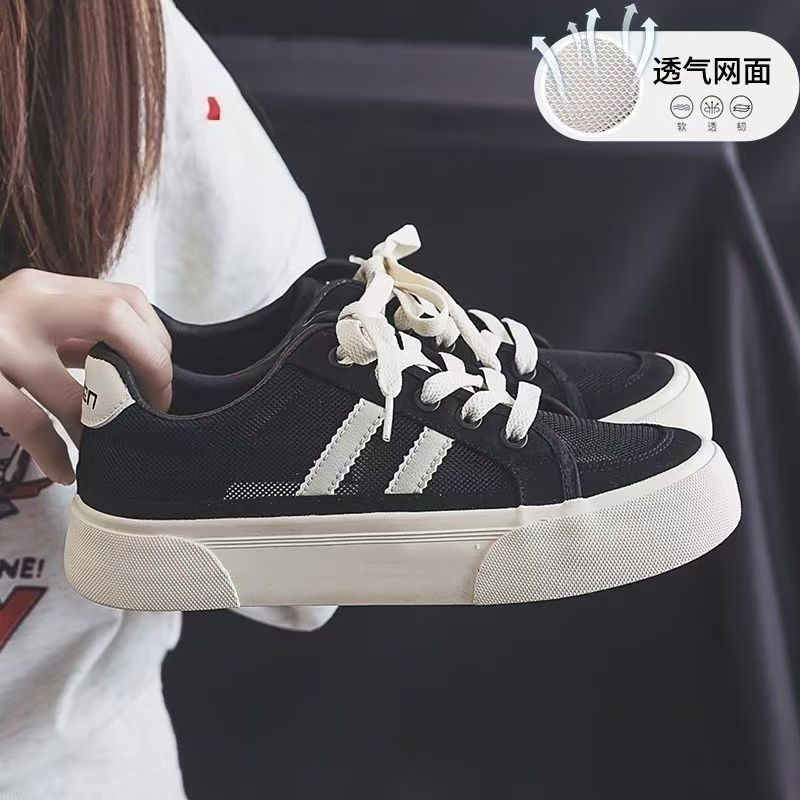 Mesh transpirable 2026 primavera y verano zapatos de skate vintage casuales coreanos con suela gruesa zapatos deportivos de tela de vuelo zapatos casuales image 5
