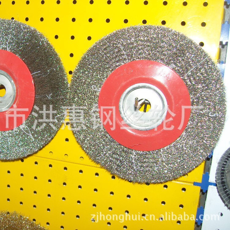 促销平型钢丝轮镀铜散丝黄丝曲丝钢丝刷除锈抛光专用