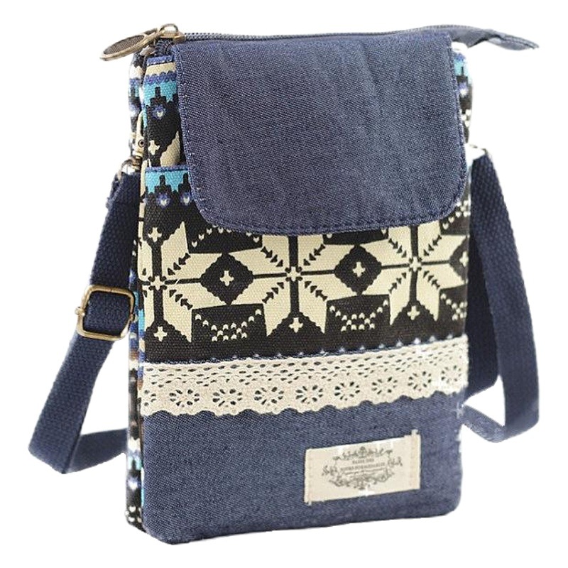 Ethnic Style Large Screen Cotton 5-Layer Cross-Body Mobile Phone Bag for Girls Cross-Body Backpack Carry-On Small Bag Wholesale One Piece Dropshipping