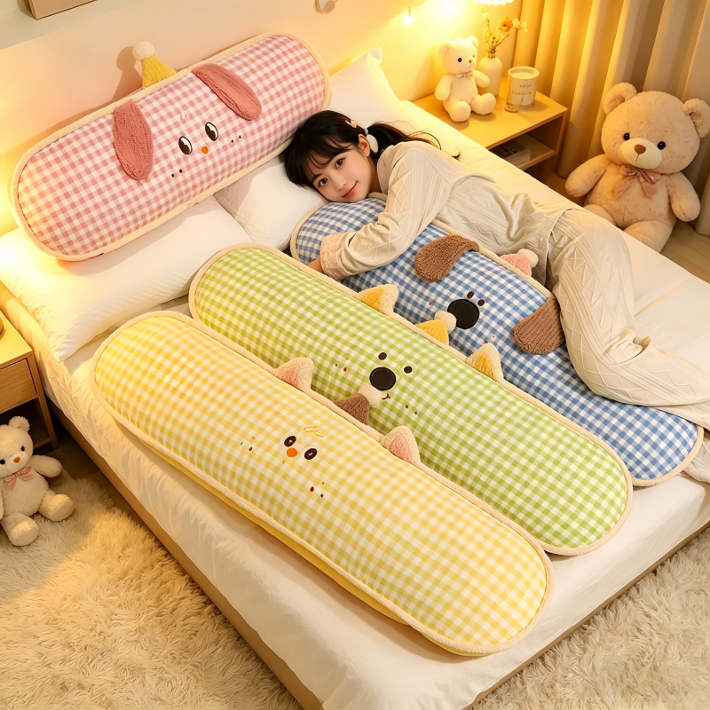 Círculos de dibujos animados almohada de brazo largo sofá cojín de dormitorio almohada de ocio dormitorio dormitorio de estudiantes dormir almohada de piernas