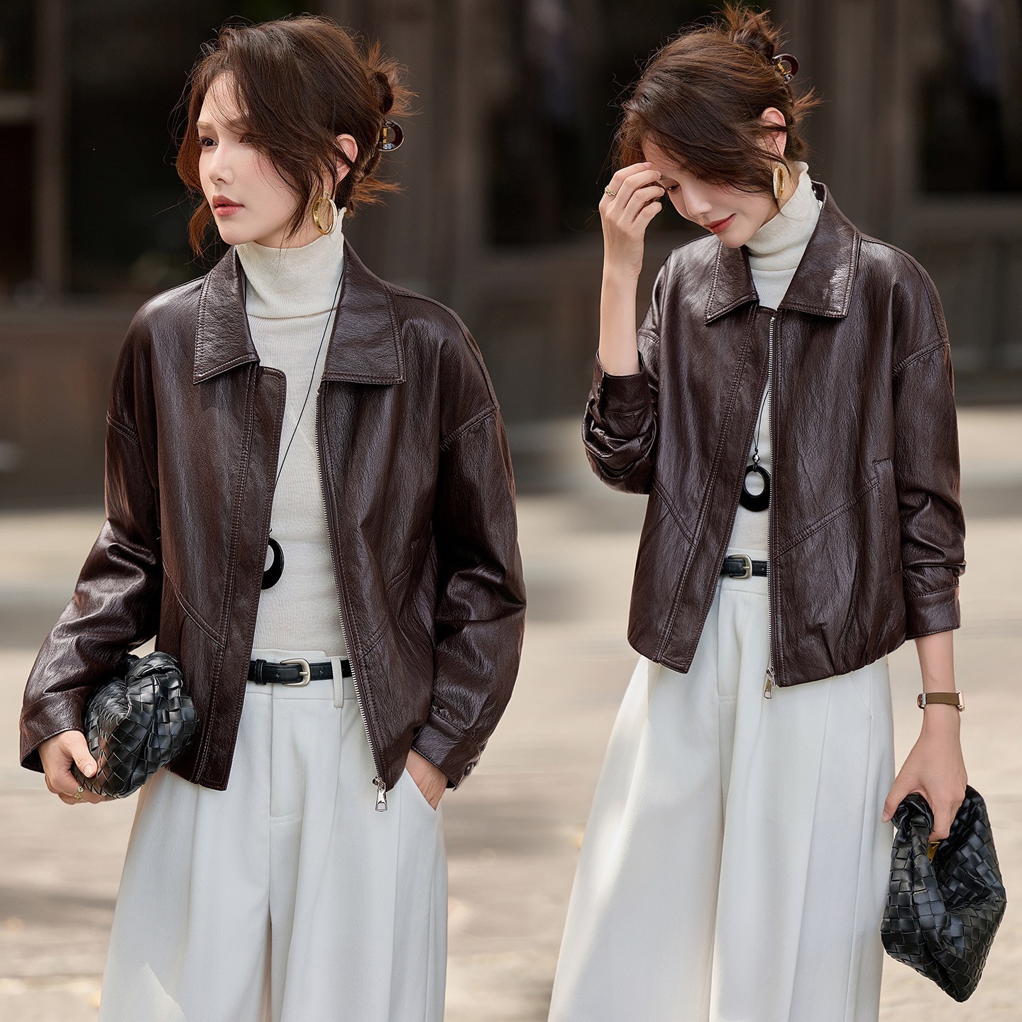 Leather Jacket for Women 2026 New Style Spring and Autumn Loose Fit Slimming Soft Comfortable Short Genuine Sheepskin Top