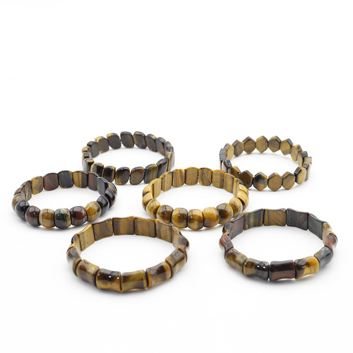 European and American foreign trade bamboo knot natural color yellow tiger eye stone bracelet high quality cat's eye tiger eye stone bracelet hand decoration 