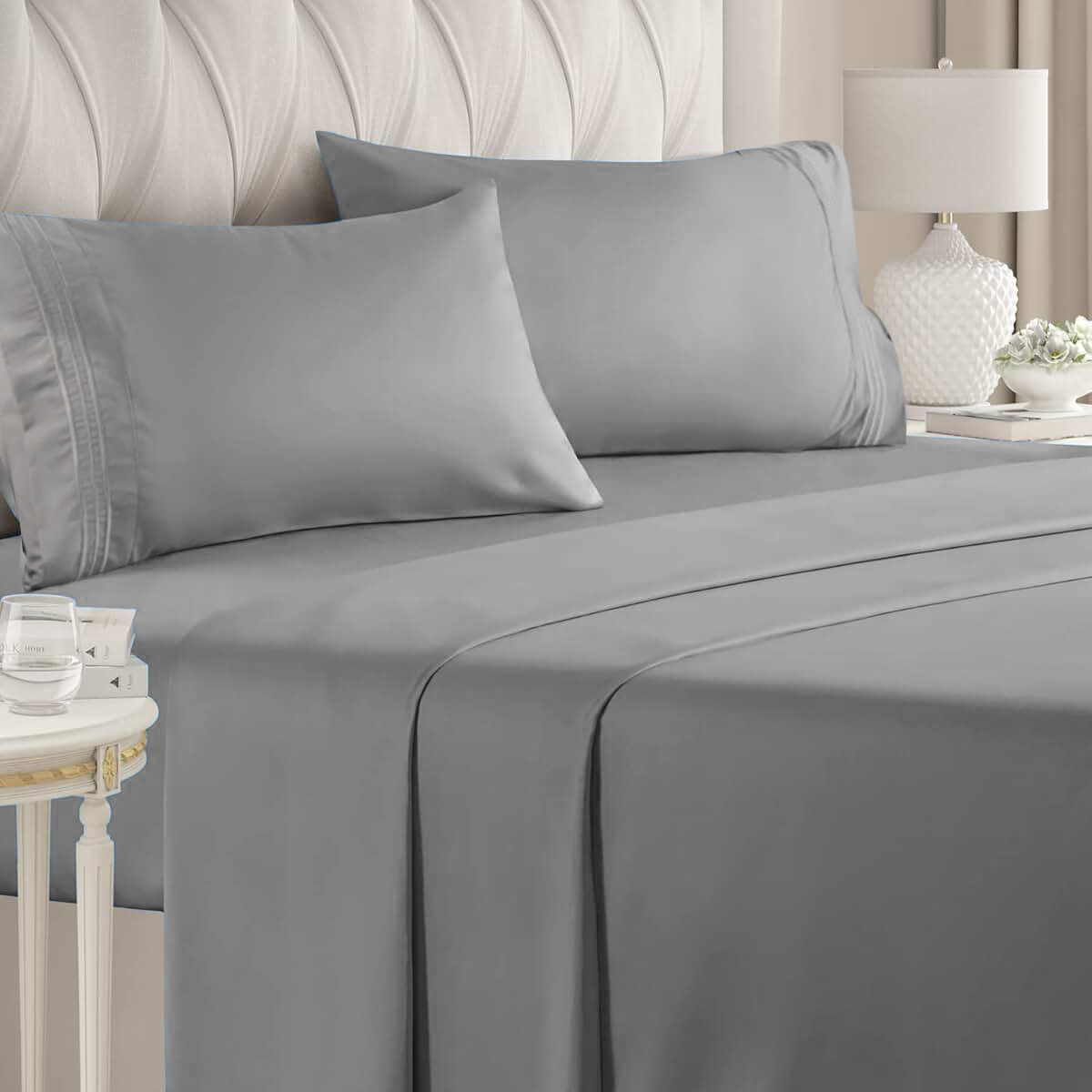 Ropa de cama de cuatro piezas de 40 piezas de color sólido de algodón al por mayor personalizado, juego de cuatro piezas para el hogar certificado internacionalmente