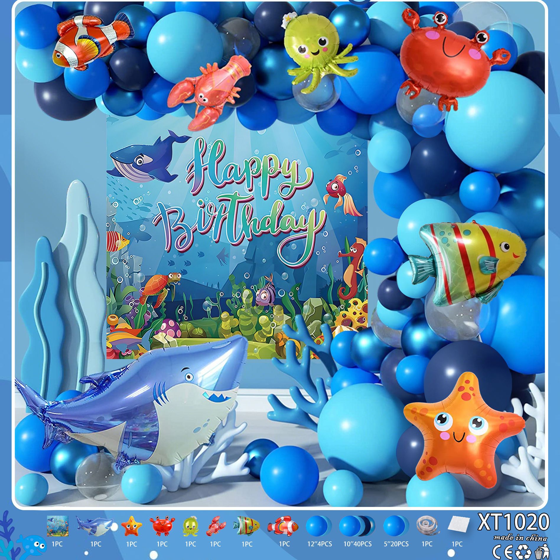 Fiesta de cumpleaños redonda escena diseño decorativo globo traje de juguete para niños globo de aluminio letras y números