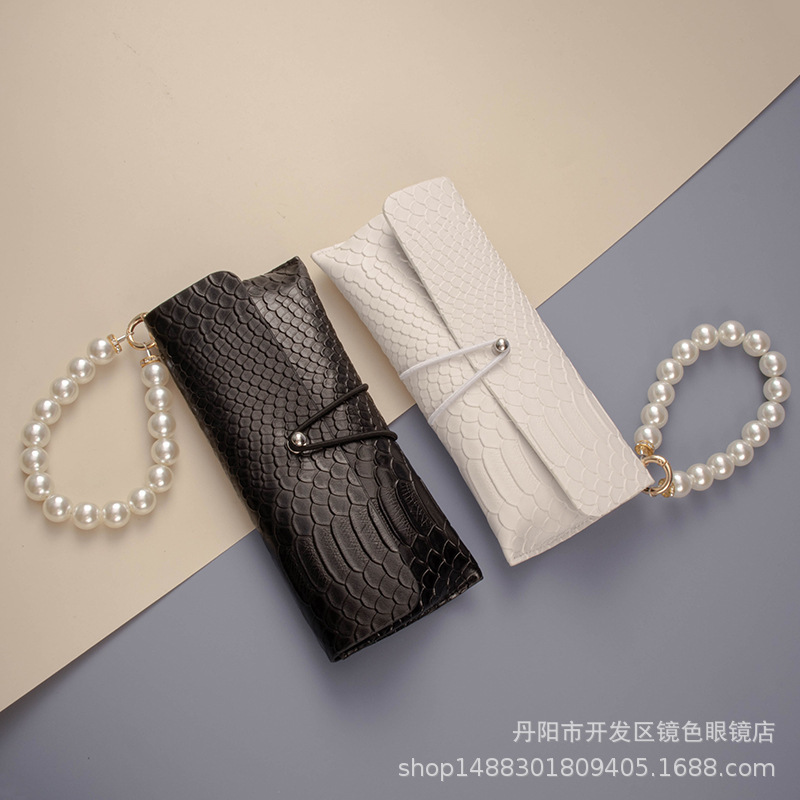 Crocodile pattern handmade leather sunglasses case men's sunglasses glasses case women's portable glasses bag glasses bag anti-pressure