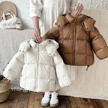 清仓儿童拆帽短款绒丝服男童女童大中小童加厚保暖超轻面包服外套
