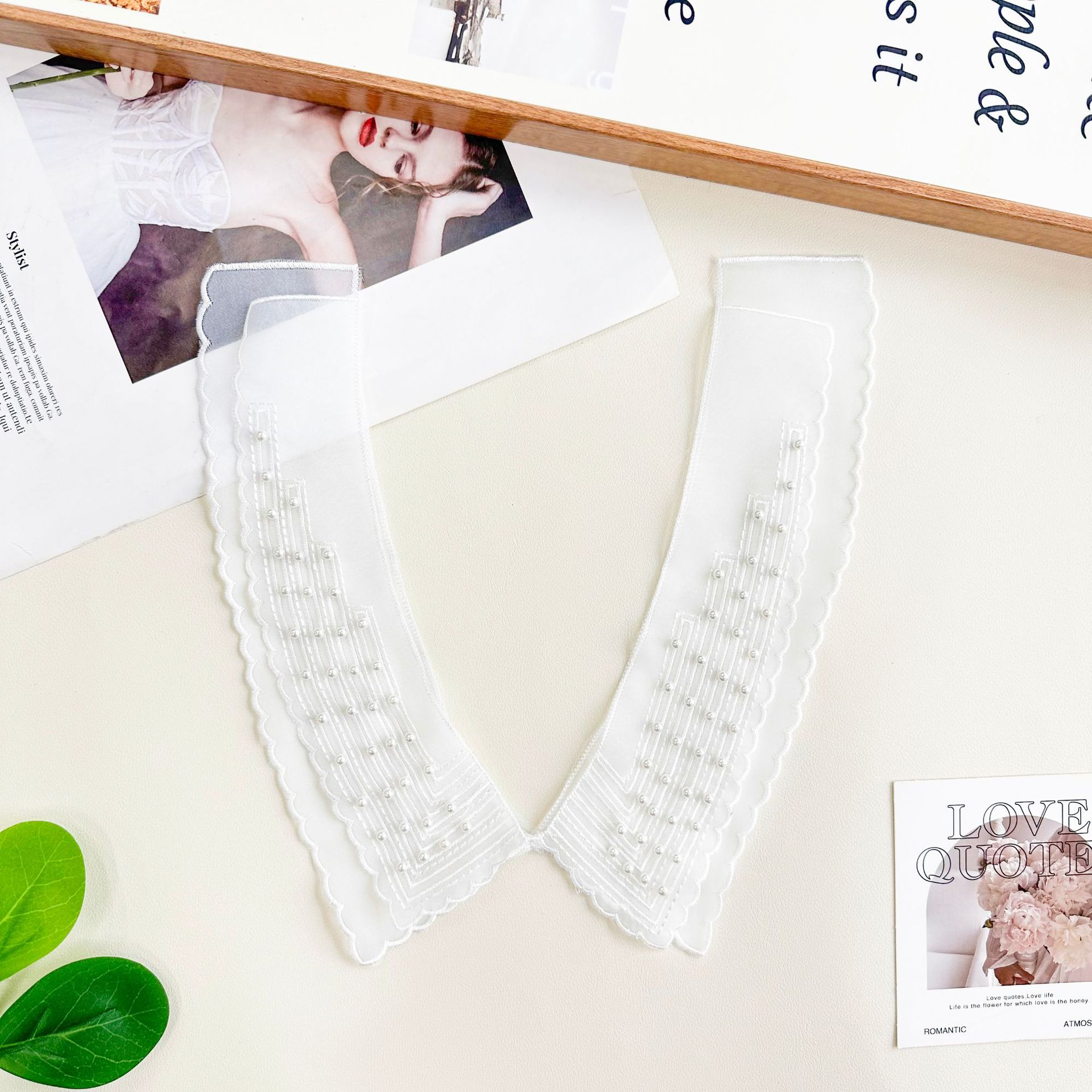 Mesh encaje de perla de moda de ropa de mujer camisa suéter abrigo cuello de vestir al por mayor 13 líneas