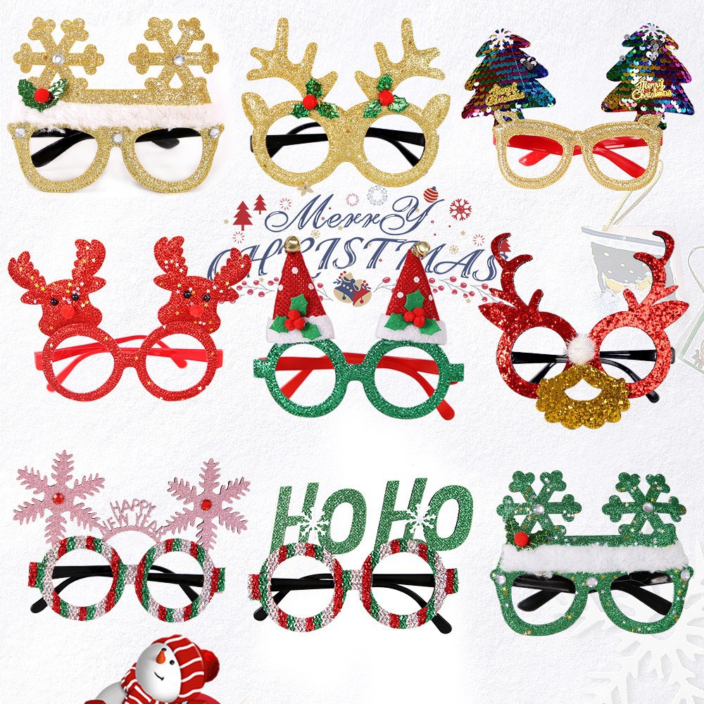Christmas Decoration Glasses Christmas Party Dress up Props for Adults and Kidsren Christmas Tree Antlers Funny Glasses Frames