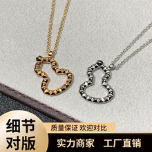 s925纯银麒麟柳钉葫芦项链女小众轻奢设计高级感镀18K玫瑰金锁