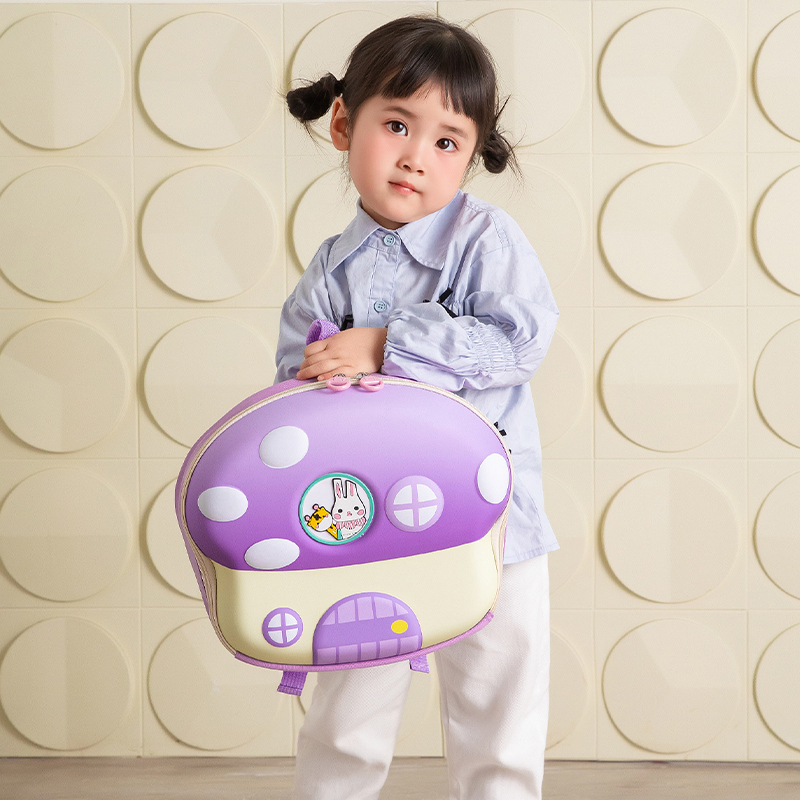 Jardín de infantes mochila de bebés caricatura encantadora casa de hongos mochila de niños y niñas mochila de cáscara de huevo ligera