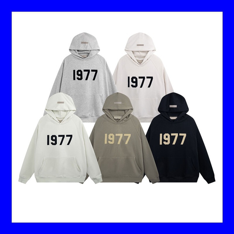 essentials hooded sweater fog high street fashion brand 1977 flocking alphabet pullover couple's coat terry