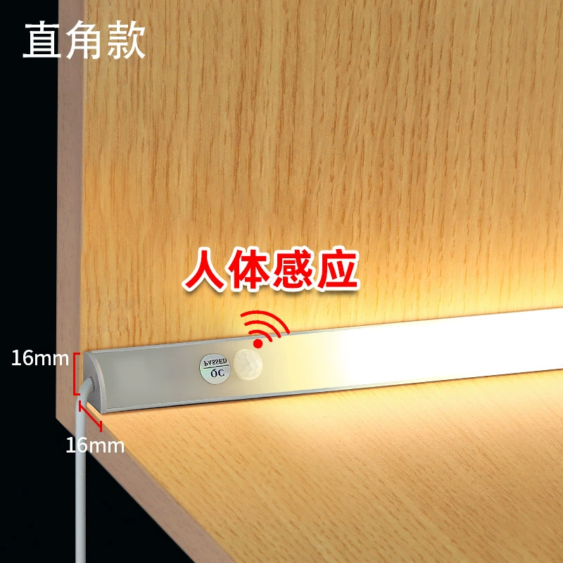 Светодиодная лента с датчиком движения 220В для углового шкафа, открытой полки, ночник, умный датчик освещения