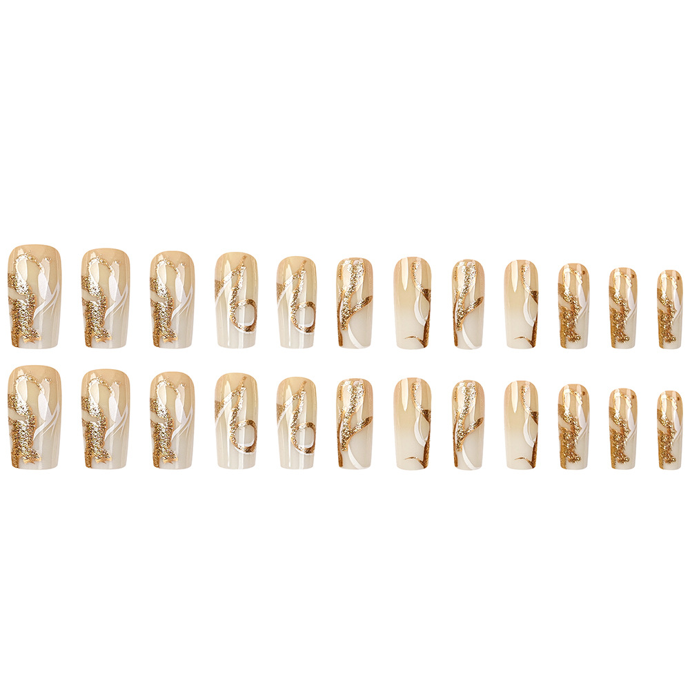 Uñas de uñas con tótem de brillo, parche de uñas postizas de hielo largo, estilo de lujo ligero, venta caliente transfronteriza, uñas de vestir blancas image 6