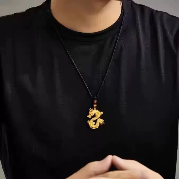 中国风龙吊坠本命年生肖金龙挂坠男款霸气项链毛衣链配饰