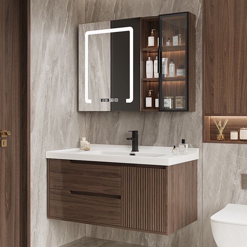 Simple modern smart washbasin with integrated basin, new Chinese-style bathroom cabinet with ceramic integrated basin, bathroom cabinet and washstand Simple modern smart washbasin with integrated basin, new Chinese-style bathroom cabinet with ceramic integrated basin, bathroom cabinet and washstand