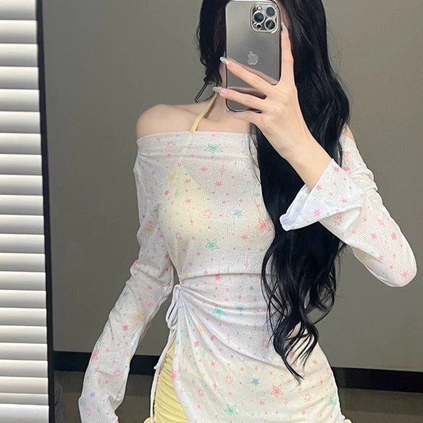 Yan 2026 New Style Two-Piece Swimsuit for Women, Beach Vacation, High-End Long-Sleeved Sun Protection Three-Piece Set, Sexy Pure Desire Swimsuit