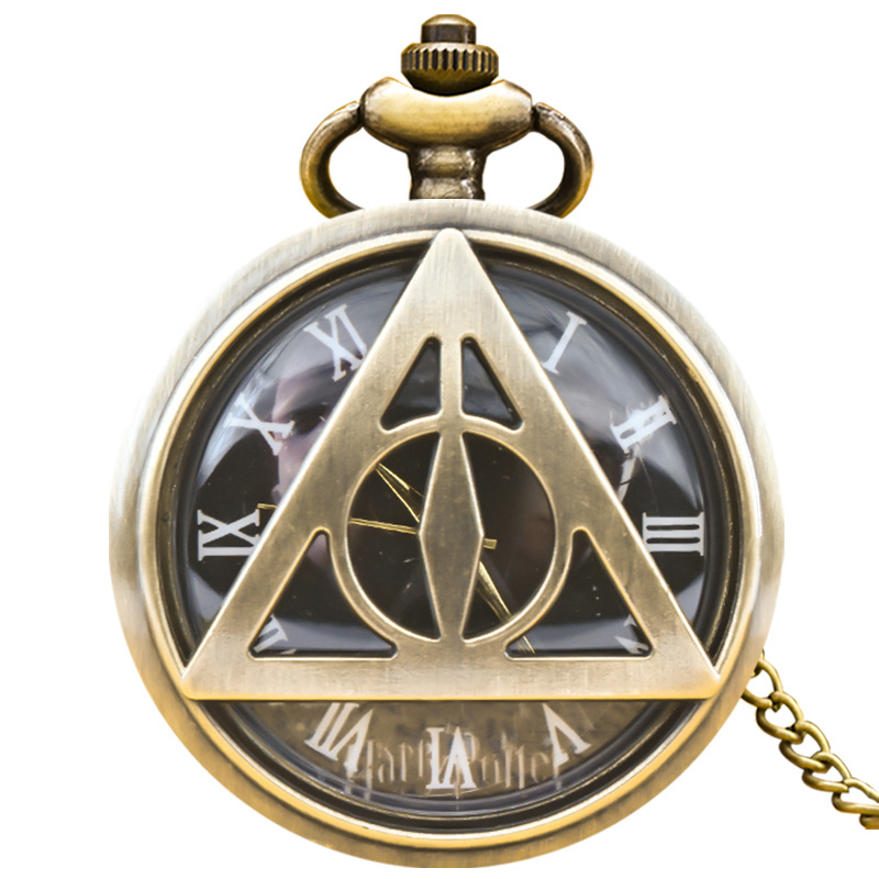 Retro Deathly Hallows Flip Hollow Large Pocket Watch Tide Harry Potter Souvenir Wholesale Necklace Watch