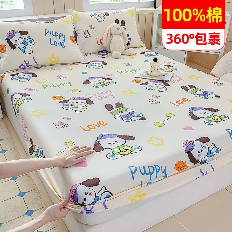 100% algodón cama de cama de algodón una sola pieza cubierta de cama casera todo incluido colchón antideslizante cubierta de cama nuevo tipo