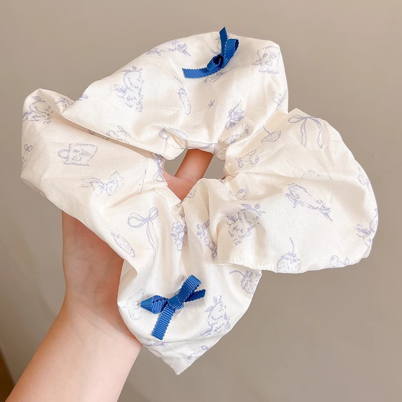 Retro denim azul cuadrado cabello toallas cuadradas de alta calidad anillo de cabello para mujeres cola de caballo no daña cabello banda de goma tocado