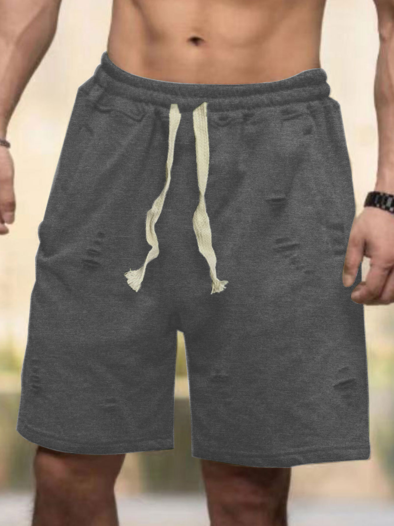 Nuevo cross-border Aliexpress verano delgado pantalones cortos de hombre pantalones cortos de color sólido sueltos respirables deportivos ociosos panty