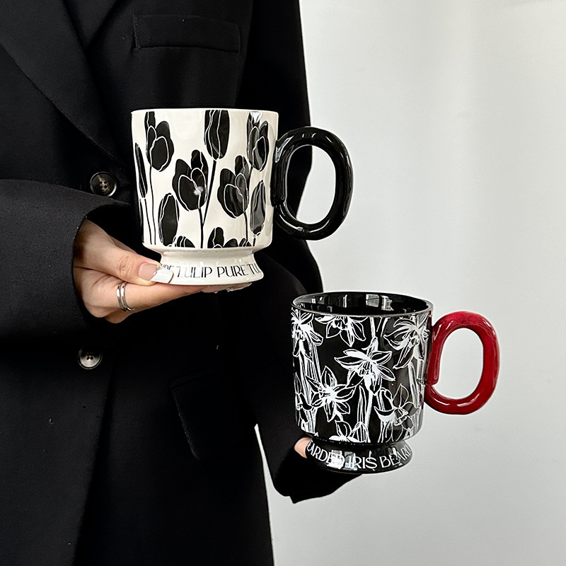 设计感马克杯小众中古风杯子陶瓷水杯下午茶拿铁杯送女生伴手礼|undefined