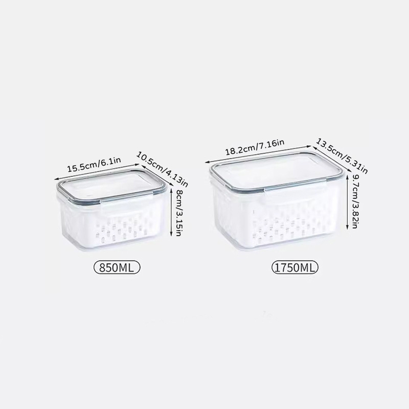 二層排水3点セット 鮮度保持ボックス 冷蔵庫 密閉保存箱 フルーツプラスチックボックス 冷蔵庫 蓋付き保存箱|undefined