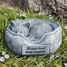 跨境刻字宠物猫骨灰盒墓碑户外花园庭院树脂工艺品装饰摆件纪念石