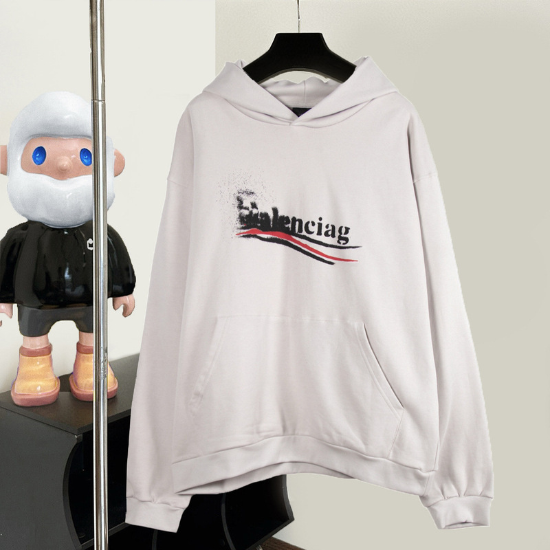 Paris Correct B Fuzzy Coke Hoodie Pure Cotton High Weight Men's and Women's B Fashion Brand High Version Hooded Sweater