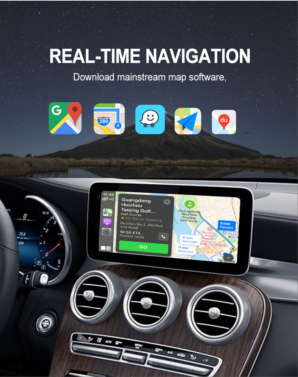 Original Car Wired-To-Wireless Carplay/Android Auto In-Car Connectivity Smart Box Two-In-One Adapter