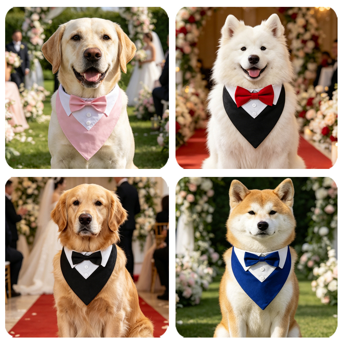 TANPOPO transfronterizo popular perro grande estilo británico traje de boda collar de perro mascota saliva toalla perro toalla triángulo image 5