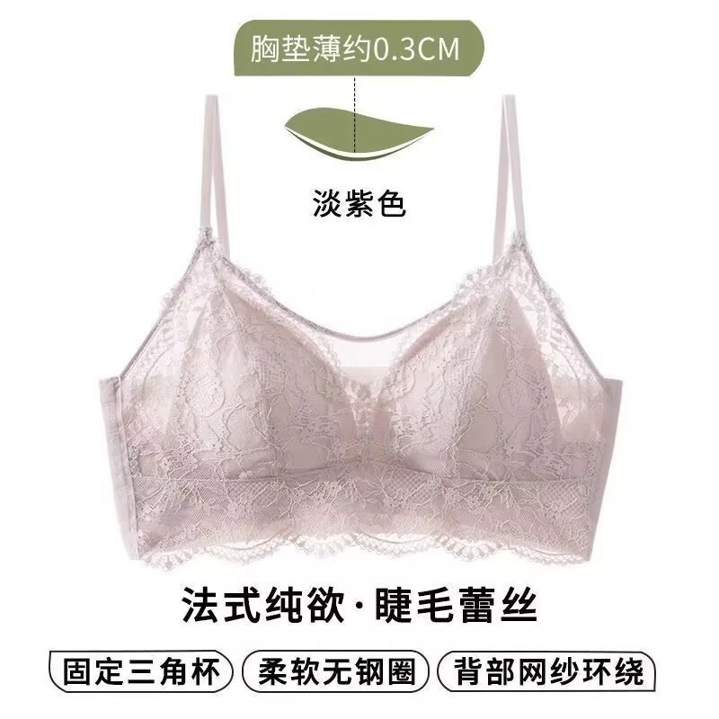 夏薄いセクシーなフレンチレースベストスタイルブラジャーチューブトップノンワイヤー超薄型快適な下着|undefined