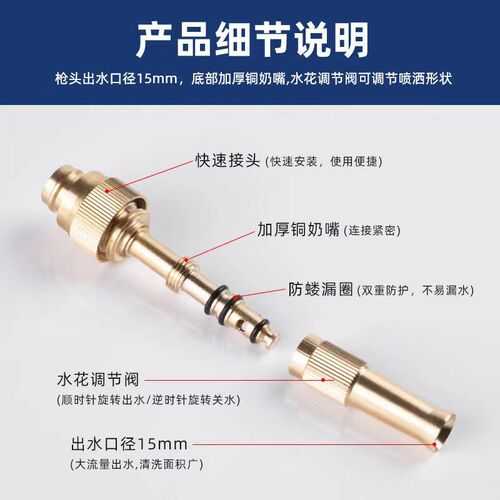 Internet-famous pipe copper connector, car wash water gun quick connector, washing machine adapter, faucet nipple, high-pressure spray gun