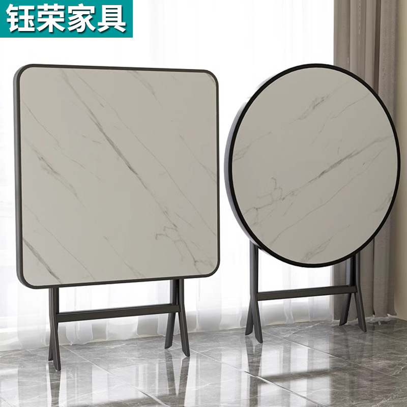 Household Small Apartment Folding Round Dining Table Rental Room Simple Dining Table Dining Table Outdoor Stall Table Wholesale