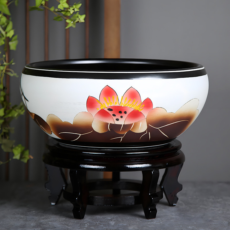 *金魚飼育用景徳鎮陶器大水槽、卸売亀鉢、水耕植物、睡蓮、蓮水槽、卓上飾り|undefined