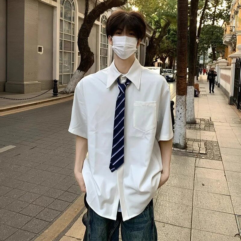 Cleanfit White Short-Sleeve Shirt for Men, Summer Style, Clean and Stylish Outfit for Boys, Dk Academy Inner Wear, Jk Shirt Cleanfit White Short-Sleeve Shirt for Men, Summer Style, Clean and Stylish Outfit for Boys, Dk Academy Inner Wear, Jk Shirt