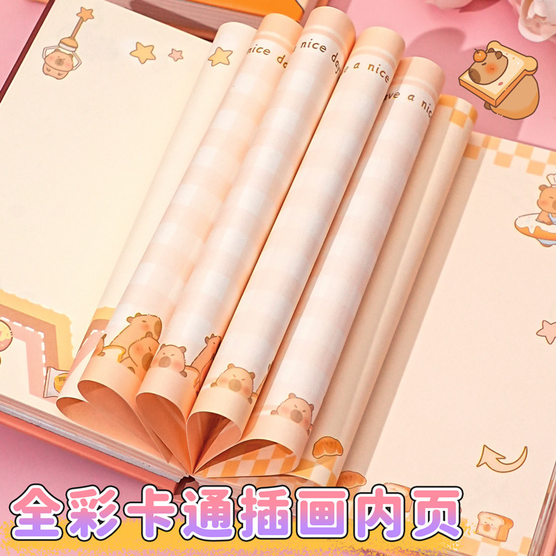 卡皮巴拉扭蛋机关本彩页笔记本书写顺滑可爱创意趣味卡通本子批发|undefined
