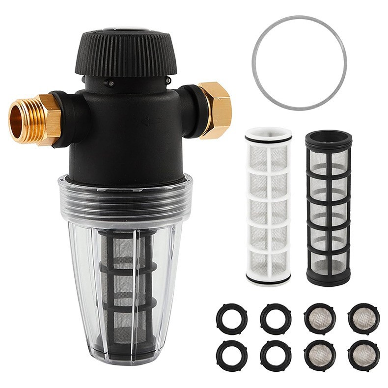 跨境亚马逊新款高压清洗机前置过滤器3/4花园进水管过滤器配件
