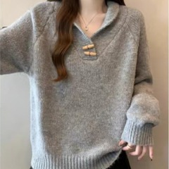 跨境外贸慵懒风软糯长袖针织毛衣女2025秋冬季新款外搭休闲上衣女