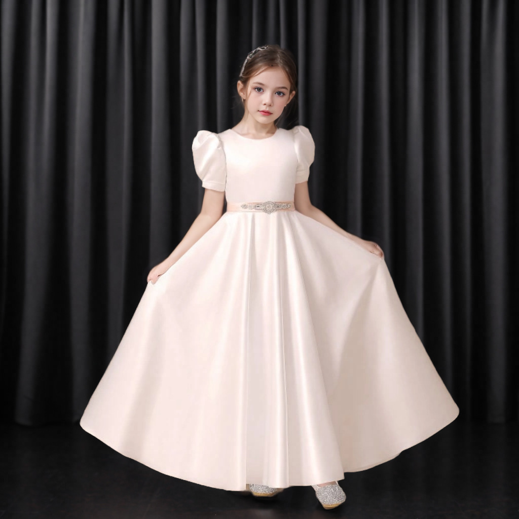 Weißes Prinzessinnen Kleid Für Mädchen Für Formelle Anlässe_voghion.com