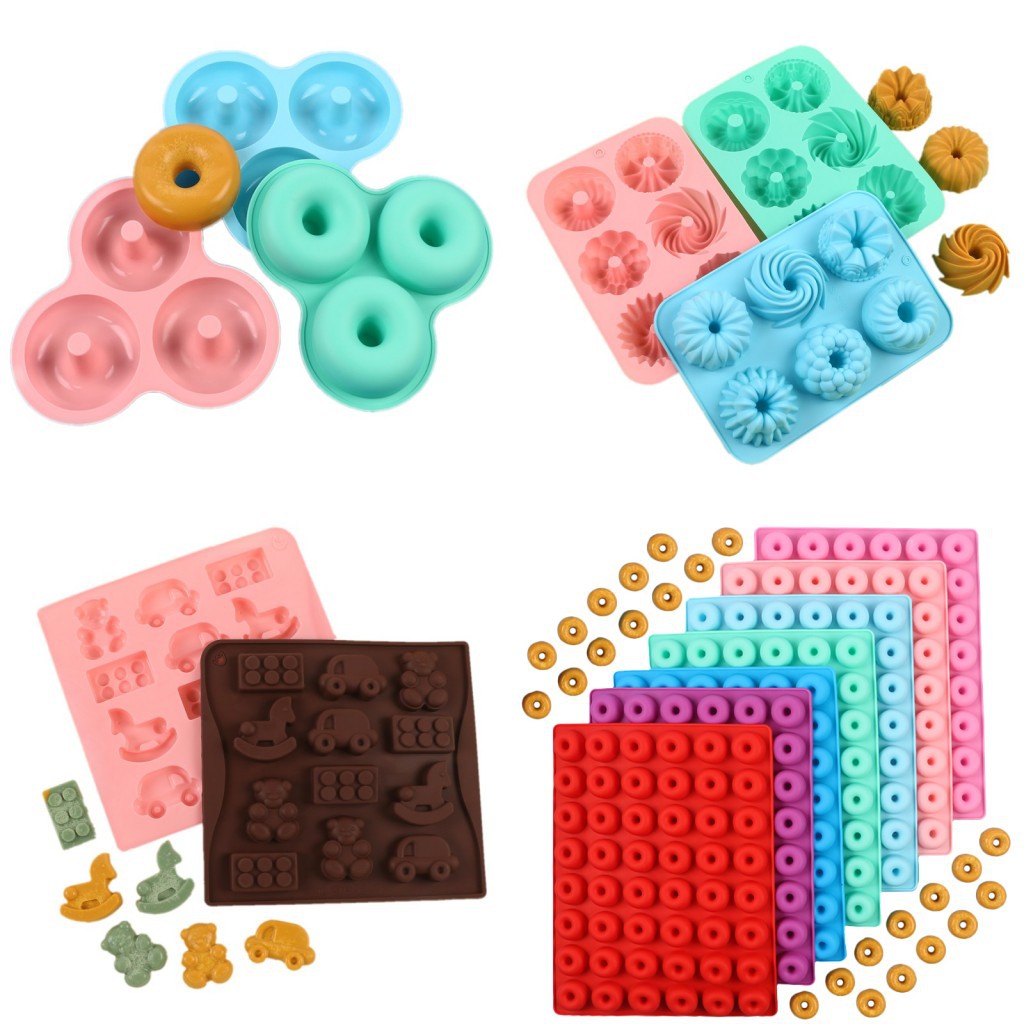 3-Piece Donut Mold Oven Baking Tool DIY 6-Piece Savarin Cake Chiffon Muffin Cup Mousse Silicone Mold