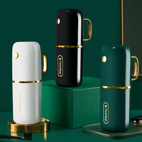 New household gold-plated mouthwash cup set for couples, convenient travel toothbrush box, toothpaste storage, business trip toiletry set