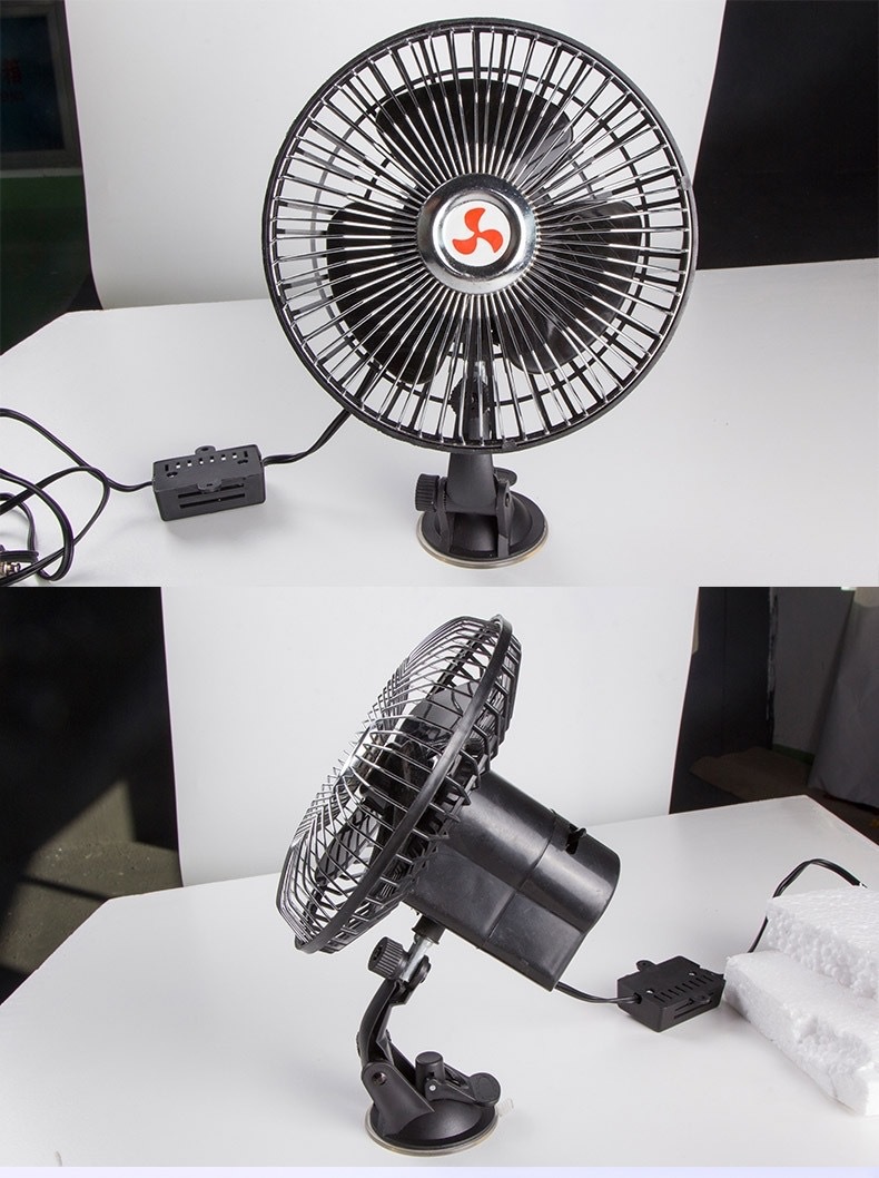 Suction cup car car electric fan 6 inch 12V24 volt car large truck small electric fan van wind strong