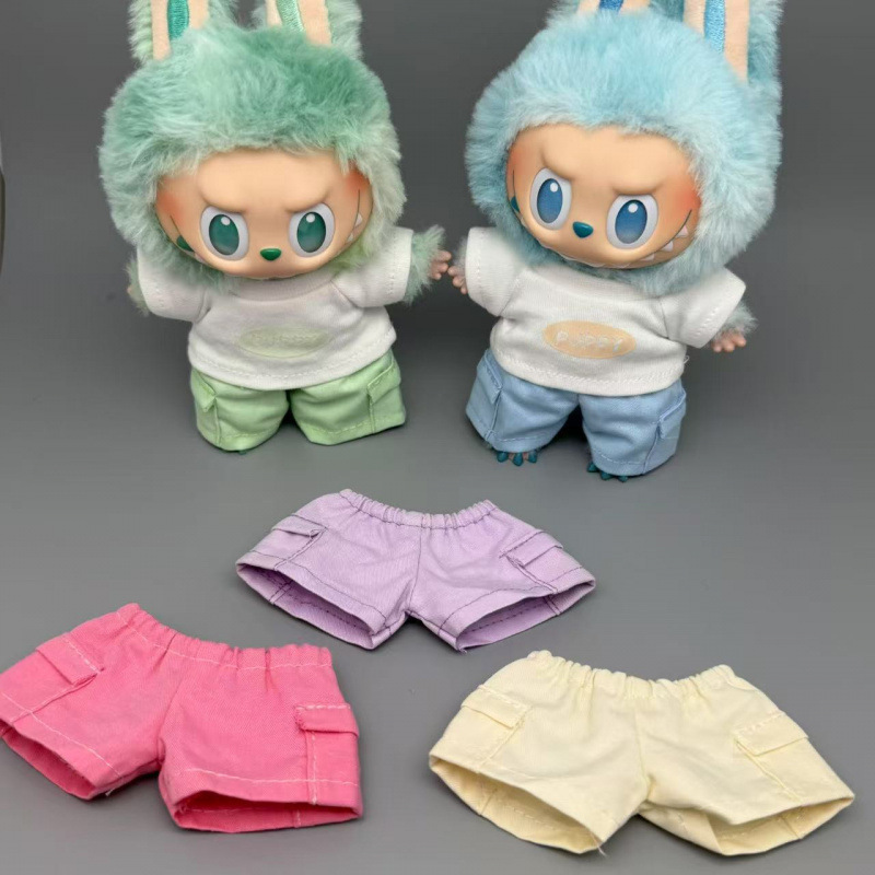 Suitable for 123Rd Generation 17cm Labubu Doll Clothes Laubub Doll Clothing Casual T-Shirt and Shorts Set Trendy Suitable for 123Rd Generation 17cm Labubu Doll Clothes Laubub Doll Clothing Casual T-Shirt and Shorts Set Trendy