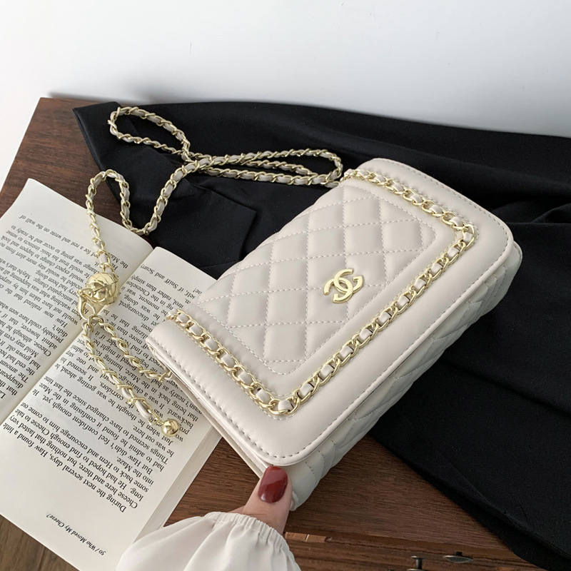 Transfronterizo Chanel estilo rombo cadena pequeña bolsa cuadrada para las mujeres 2022 Otoño e Invierno nueva moda textura hombro bolsa de mensajero