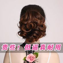 正品真发假发女马尾辫抓夹绑带式短中长卷发逼真大波浪梨花卷马尾