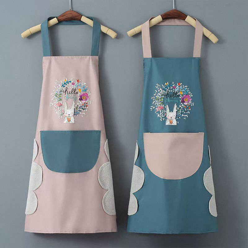 Waterproof dirty coral fleece towel apron Garland Rabbit Kitchen apron halter waist Korean cartoon apron Waterproof dirty coral fleece towel apron Garland Rabbit Kitchen apron halter waist Korean cartoon apron