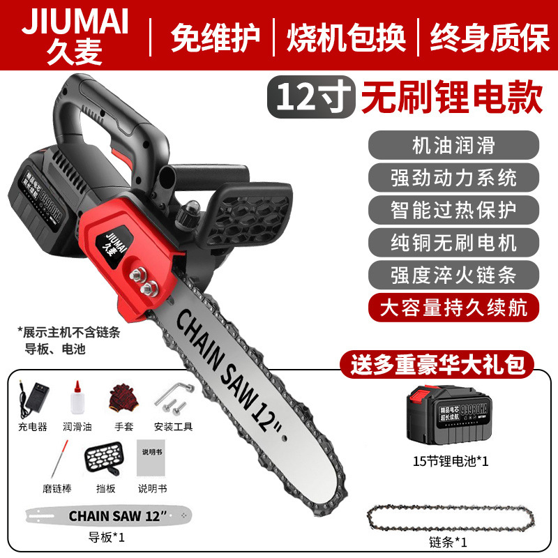 독일 Jiumai 순수 구리 브러시리스 고급 품질 제조 - 12inch 핫 세일 [15 섹션 259000H, 배터리 1개 및 체인 1개]