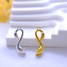 巴洛克吊坠天鹅头双面吊坠针式粘扣异形珍珠吊坠扣头空托diy配件