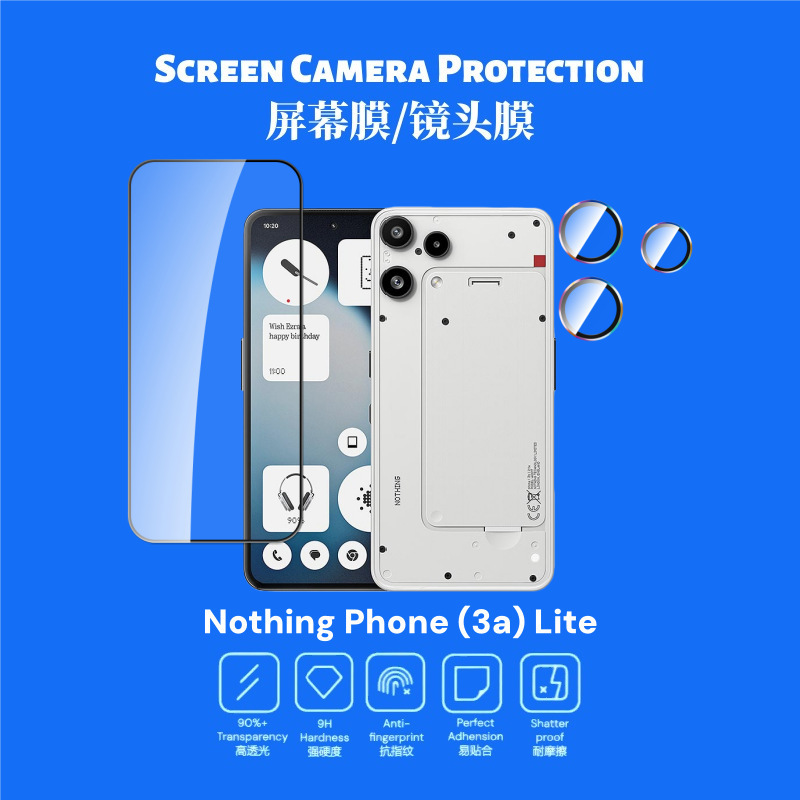 Suitable for Nothing Phone 3 Lite Tempered Film, Transparent High-Definition Silk-Screen Anti-Peep Screen, 2 Eagle Eye Lens Films